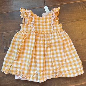 Yellow/Light Pink Gingham Plaid Dress, 18m